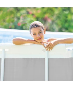 PISCINA FUORI TERRA CON STRUTTURA RETTANGOLARE INTEX "PRISMA METAL FRAME" GRIGIO CHIARO 488X244X107 CM - COD. 26792NP